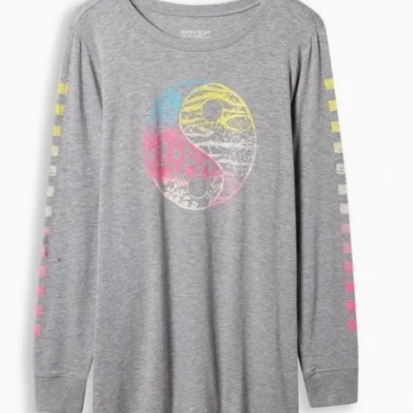 Yin Yang Classic Fit Super Soft Slub Crew Neck Long Sleeve Tee - Picture 1 of 3